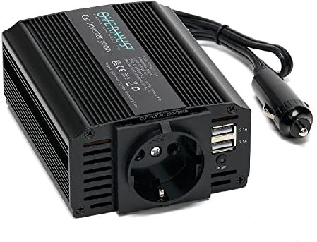 OVERMUST - Inverter für Auto 12 V 220 V 300 W | Adapter für Autostrombuchsen | Transformator mit 2 USB-Anschlüssen | Kühlgebläse | Automatische Abschaltung | Überspannungsschutz
