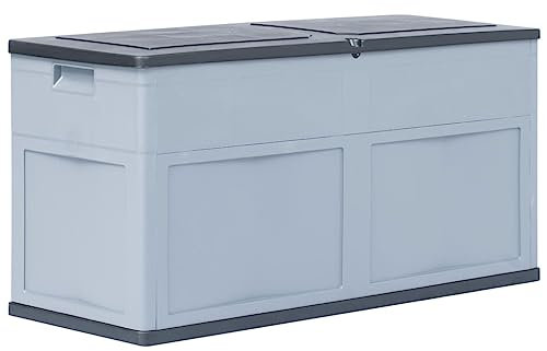 FIRBNUS Mülltonnenbox 119x46x60 cm 320 L Abschließbare Box Gartentruhe Auflagenbox Kissenbox Box mit Deckel Outdoor Gartenboxen Gartenschrank Storage Boxes Grauschwarz Kunststoff