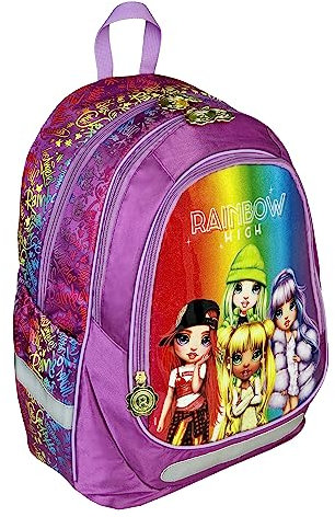 Undercover Schulrucksack mit Fronttasche, DreamWorks Spirit, mit 2 Hauptfächern, Front- und Seitentaschen, für Schule, Freizeit und auf Reisen, Reflektoren, ca. 31 x 41 x 15 cm, Motiv: Rainbow High