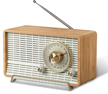 YOWGUIF - Radio Am FM clásica Retro de Madera, Altavoces Bluetooth, radios enchufables con Perilla giratoria, Ideal para el hogar, la Oficina