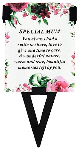 Angraves Special Mum Flower Memorial Remembrance Verse Plastic Coated Grave Graveside Card and Stand Stake