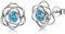 Sterling Silver Stud Earrings for women, Silver Flower Blue Cubic Zirconia Hypoallergenic Helix Cartilage Earrings Jewelry Gifts for Girls
