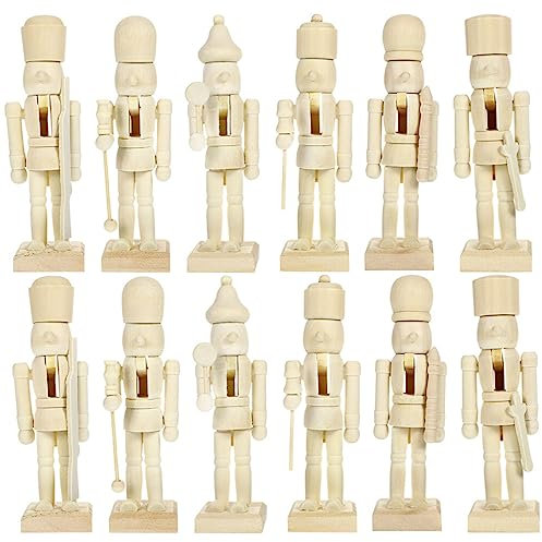 MAGICLULU Addobbi Natalizi 12 Pezzi Di Schiaccianoci Di Legno Non Finiti Schiaccianoci Di Legno Per Dipingere Schiaccianoci Di Colore Di Legno Per Fai Te Natale Ornamenti