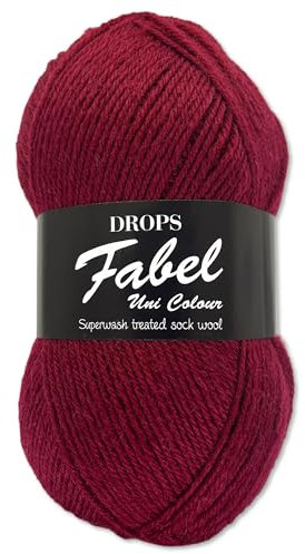 Frida's Wollhaus Drops 50 g Fabel Sockenwolle Schurwolle superwash Garn Stricken Häkeln 45 Farben (113 | Rubinrot)