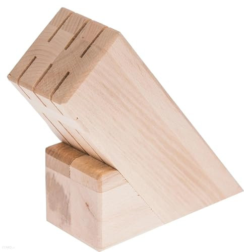 Wooden World – Ceppo portacoltelli da cucina in legno per 6 lame – Portacoltelli organizer ecologico naturale