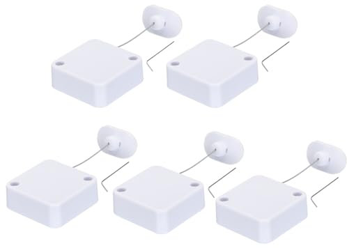 sourcing map Retractable Security Cable Lock,Remote Control Arc Terminal Lock,Remote Control Anti-Lost Rope with Double-Sided Adhesive for TV,DVD,Hardware Cable Lock 5pcs White 59.06 Length