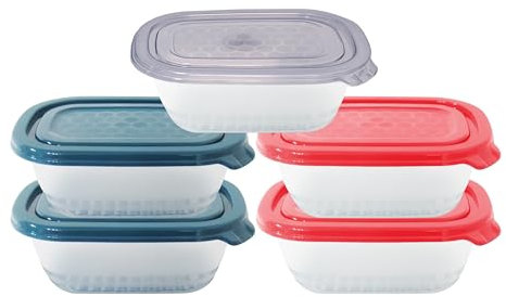 Neez Small Food Containers with Lids (5 Pack, 500ml) - BPA-Free Plastic Food Storage Containers with Lids - Stackable, Microwavable, and Freezer Safe Boxes for Meal Prep and Fridge Organization