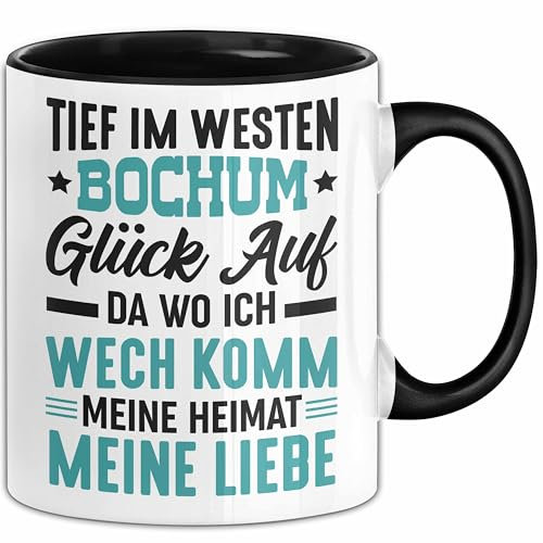 Bochum Tasse Tief Im Westen Bochum Herz Ruhrpott Kohle Heimat Bochum Stadt Kaffee-Becher (Schwarz)