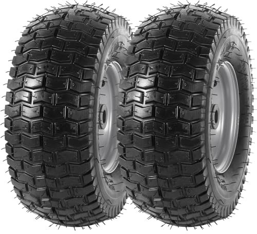 AR-PRO Pneumatici e ruote universali per tosaerba tubeless con cerchione, mozzo centrato da 7,6 cm e boccole da 3/4, adatti per la maggior parte dei tosaerba, trattori da giardino (cerchi argentati)