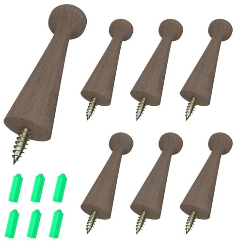 Wooden Shaker Peg Wood Screw-on Shaker Pegs 3.15 Inch, Solid Unfinished Wood Shaker Racks for Hanging Clothes Coat Hats Towel Paint Color DIY Bathroom Livingroom 6PCS