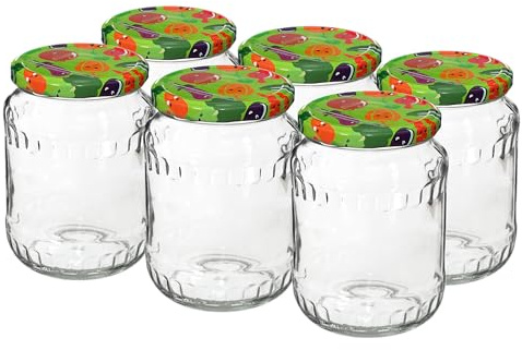 lilawelt24 6 Stück Vorratsgläser-Sturzgläser Set | Füllmenge 720 ml Einweckgläser mit Schraub-Deckel |Marmeladengläser|Joghurtgläser|Weckgläser| Tulpenglas Dessertglas