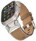 ALFARAY Compatibile con Cinturino Apple Watch Ultra 1 2 49mm, Pelle Cinturino con Connettore in Acciaio Inox per iWatch Series 10 46mm 9 8 7 45mm SE 6 5 4 44mm 3 2 1 42mm, Titano/Marrone Cammello