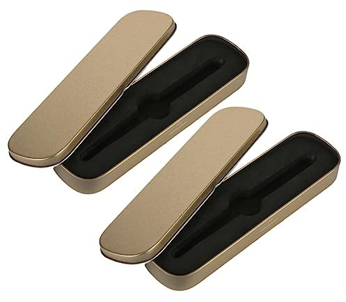 Tofficu 2pcs Pencil Case Compartments Capacity Stationery Case Plain Tinplate Pen Storage Box