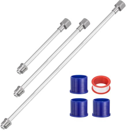 sourcing map 3pcs 8/20cm 12/30cm 20/50cm Airless Paint Spray Gun Tip Extension Pole Rod Painting Aluminum Alloy Light Airless Paint Sprayer Extension, Silver