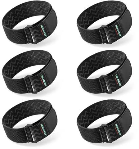 Trilancer Cinghie Elastiche Antiscivolo con Chiusura a Strappo, 36x5cm (6 Pezzi) Cinghie a Strappo Utili per Prolunghe, Cavi, Corde, Flessibili, Bici e per Stringere i Pantaloni alle Caviglie
