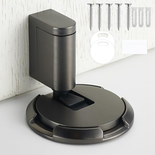 LUKIUP Invisible Magnetic Magnetischer Türstopper, Selbstklebend Schwer Türhalter, Door Stopper No Drilling, Height-Adjustable Door Stop, Wind-resistant Mechanical Silent Door Stop(Grau)