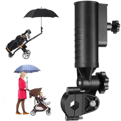 LEAPGOMAX Heavy Duty Golf Push Cart Umbrella Holder, Aluminium Alloy Base Super Strong Windproof, Universal Umbrella Stand for Mobility Scooter, Stroller, Wheelchair, Beach Chair
