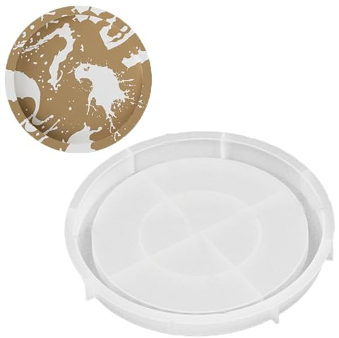 Eabdice Bandeja Redonda de Silicona, Molde de Silicona para Bandeja, de Bricolaje Molde, Adecuado para hacer bandejas, bases de macetas y posavasos (blanco)
