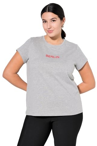 Studio Untold Damen große Größen Übergrößen Plus Size T-Shirt, Slim Classic, Stickerei, Halbarm grau Melange 54+ 837733123-54+