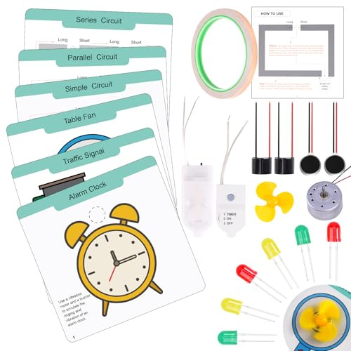 GiftAmaz Paper Circuits Kit for Kids, STEM Electric Circuit Motors Kit | Child-Friendly Paper Circuit Board, DC Motor, Led Light Diodes, Educational STEM Toys Science Experiments Set for Kids 8-12