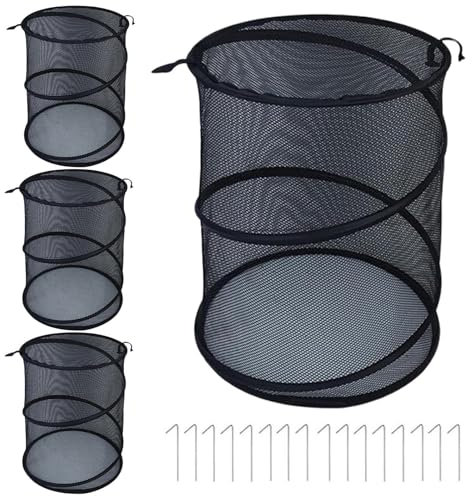 Pop-Up Plant Protection, Set of 4 Grid Plant Protection Cages with Net, 50 x 33 cm, Breathable Animal and Protection, Foldable for Fruit, Tomatoes, Strawberries, Raised Beds
