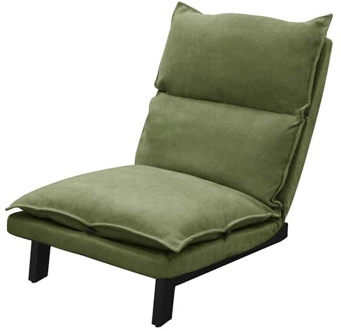 ML-Design Bodenstuhl Grün, Bodensessel gepolstert, verstellbare Rückenlehne, Leinenbezug, Stahlgestell, Loungesessel Sitzkissen Bodensofa Bodensitz Bodenkissen Relaxsessel Meditationsstuhl Lazy Sofa