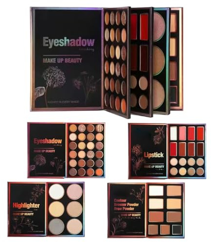 55 Farben Make-up Palette - Perlmuttschimmer & Matttöne Lidschatten, Highlighter & Contour Set Für Augen, Lippen, Wangen Und Abdecken, Buch-Design, Ideal Für Feste Und Bühnenauftritte