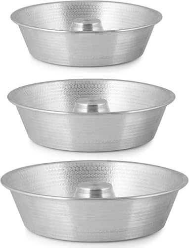 mille idee Set 3 Ruoti per Ciambella (32–28–24 cm) in Alluminio 99.5% – Stampi da Forno con Cono Centrale – Ideali per Torte, Casatiello, Rustici – Cottura Uniforme e Qualità Professionale