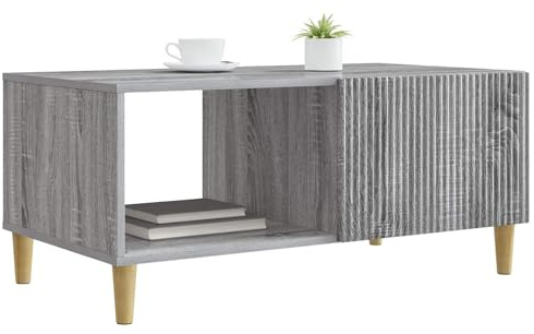 vidaXL Couchtisch Graues Sonoma 90 x 50 x 40 cm Holzwerkstoff, Vintage Couchtisch, rechteckig, viel Stauraum, stylisches Möbelstück für Dein Zuhause