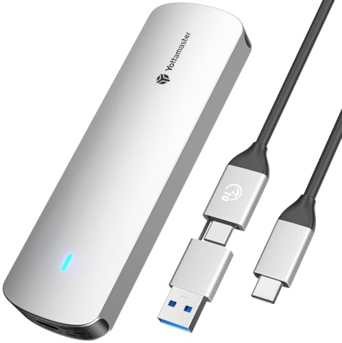 Yottamaster M.2 SSD Gehäuse, NVMe SATA USB 3.2 Gen2 10Gbps Adapter | Aluminium NVMe Gehäuse für M-Key & B+M Key, unterstützt 2230/2242/2260/2280 M.2 Laufwerke, kompatibel mit Windows, Mac, Linux