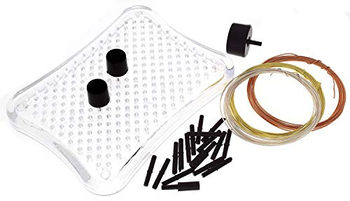 The Beadsmith Wig-A-Ma-Jig Beginner Kit - Includes 3 x 4 Inch Clear Plastic Jig, 20 Plastic Pegs, Copper and Silver Craft Wire, 2 Yds Each
