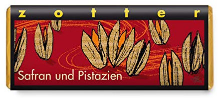 Zotter Bergmilchschokolade mit Safran und Pistazien, handgeschöpft (70 g) - Bio