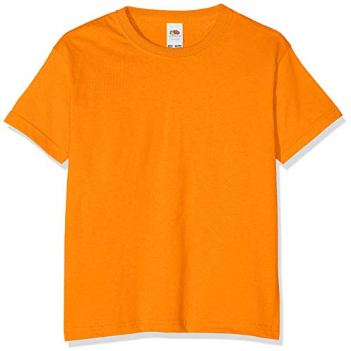Camiseta de manga corta para niños, de la marca Fruit of the Loom, Unisex Naranja naranja 7 años
