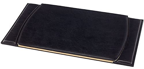 Schreibtisch-Auflage - 100% vollnarbiges Leder – Von fachkundigen Handwerkern in Italien von Hand gearbeitet – Elegant, Weich und Robust - Bedeckt den Schreibtisch, Schützt vor Kratzern - Schwarz