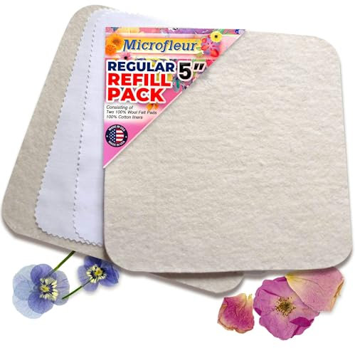 Microfleur - Regular Microwave Flower Press Refill Pack - Floral Art Crafting Accessory, Creative Pressing, DIY Handicrafts Creations for Plant Lovers, Replacement Washable Cotton Liners - 5 (13 cm)