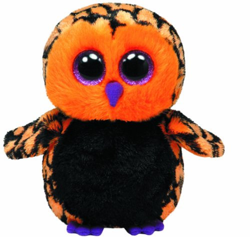 TY 7136089 7136089-Haunt-Eule schwarz/orange, 15 cm, Beanie Boos, Halloween, limitiert