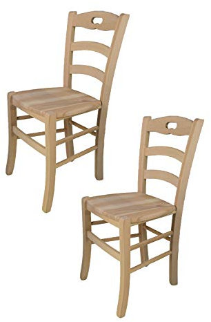 t m c s Tommychairs - 2er Set Stühle Savoie für Küche und Esszimmer, robuste Struktur aus poliertem Buchenholz, unbehandelt und 100% natürlich, Sitzfläche aus poliertem Holz