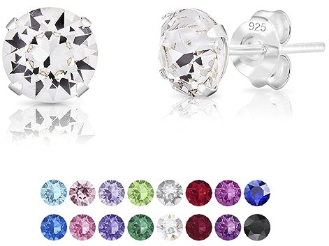 DTPSilver - Damen Ohrringe 925 Sterling Silber mit Kristallen von Swarovski® Elements 6 mm Runde Ohrstecker - Farbe : klare Kristalle