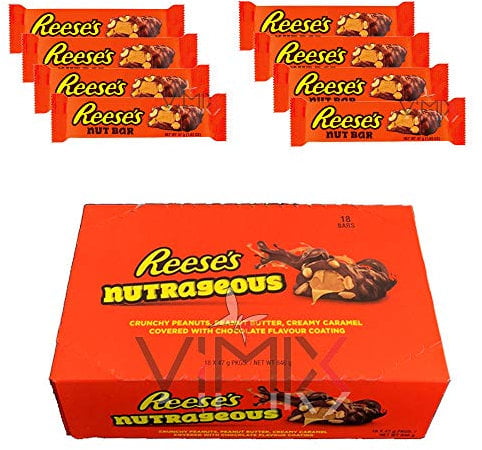 Full Box The REESE'S NUTRAGEOUS Peanuts,Butter,Creamy Caramel 18 x 47 g Chocolate