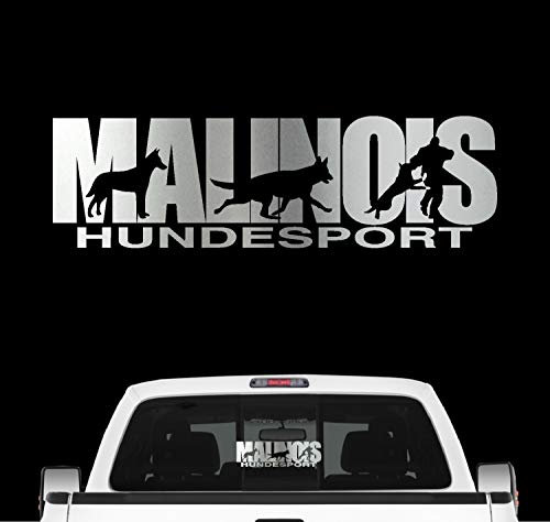 siviwonder Malinois Hundesport Auto Aufkleber Hund Folie Belgian Mali Schäferhund Farbe Silber Metallic, Größe 100cm