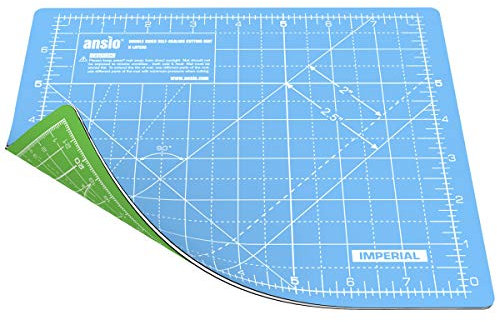 ANSIO Craft Cutting Mat Self Healing A5 Double Sided 5 Layers - Quilting, Sewing, Scrapbooking, Fabric & Papercraft - Imperial/Metric 8 inch x 7 inch / 22 cm x 18cm – Sky Blue/Lime Green