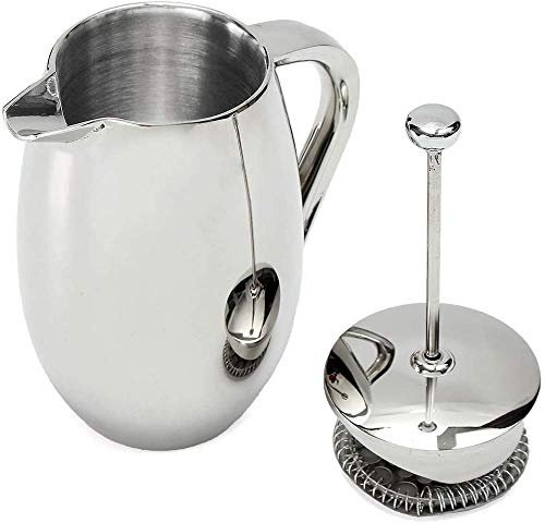 Teteras 350Ml Máquina De Café De Prensa Francesa Ollas De Café De Acero Inoxidable Cafetera De Prensa De Doble Filtro, Tetera De Protección contra El Calor, Máquina De Té