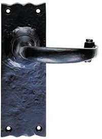 Ironmongery Solutions® Traditional Black Antique Door Handles Lever on Baclplate Latch Handle Black Powder Coated
