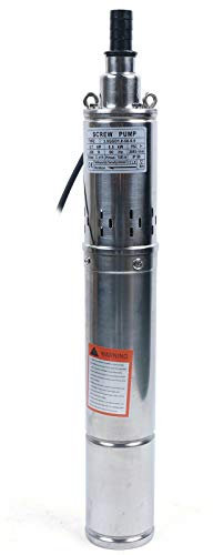 500W Tiefbrunnenpumpe Edelstahl Gartenpumpe Brunnenpumpe Tauchpumpe Schraubenpumpe Sandverträglich mit 15m Verbindungskabel Max. Förderhöhe 100m für Grundwasser,Flüssen, Reservoirs