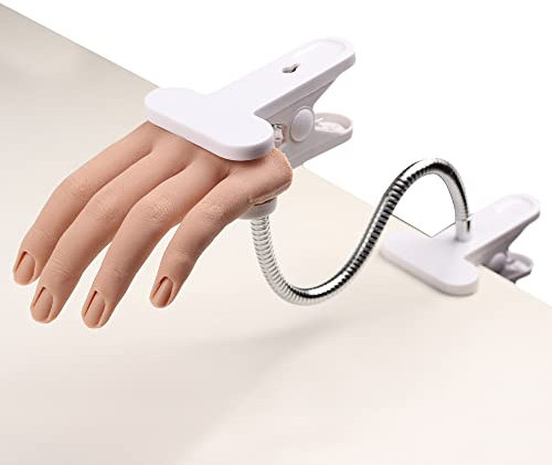 KnowU Realistic Nail Practice Training Hand for Acrylic Nails,Nail Practice Hand,Soft Silicone Mannequin Hand, Flexible Bendable Nail Practice Fake Hand for Nails Art Practice Tool,Color 3#