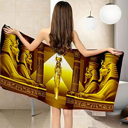 Strandtuch 70x150 cm 3D Ägyptischer Pharao Mikrofaser Schnelltrocknend Badetuch Groß Strandhandtuch Sauna Badehandtuch Yoga Handtuch Strandtücher Strandlaken für Kinder und Erwachsene