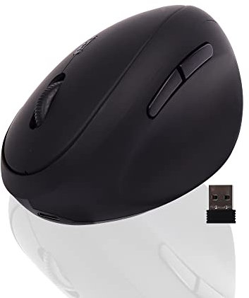 KeautFair Souris Verticale sans Fil Rechargeable, 2.4G Souris Ergonomique Prévention Syndrome de la Souris et Epicondylite, USB, DPI Réglable (800/1200/1600), 6 Boutons - Noire