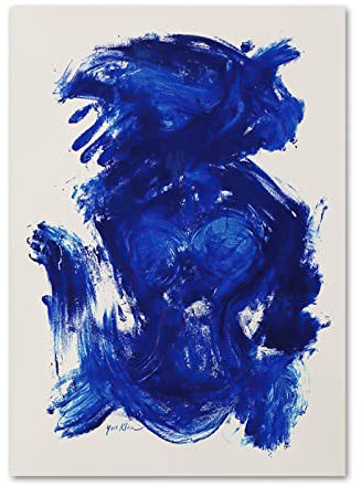 QITEX Wandbilder Schlafzimmer Yves Klein Poster Abstrakte blaue Leinwand Wandkunst Yves Klein Malerei und Drucke Yves Klein Bilder für Wohnzimmer Galerie Dekor 50x70cm Kein Rahmen