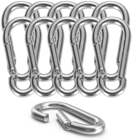 12x Karabinerhaken Set - 55 mm - Schnapphaken & Karabiner klein aus Aluminium - zum Camping & Wandern - Befestigung an Schlüsselanhänger & Gürtel & Rucksack