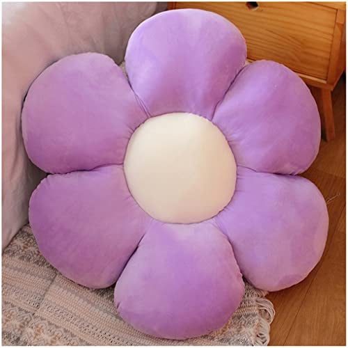LANFIRE Kissen mit Blumen Bodenkissen Sitzkissen im Innenhof Dekokissen aus Plüsch Sitzkissen (65CM, Lila)